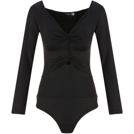 LAWRENCE - BODY MALHA DETALHE BUSTO TORCIDO - PRETO