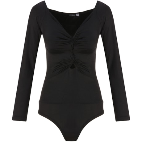 LAWRENCE - BODY MALHA DETALHE BUSTO TORCIDO - PRETO