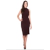 LAWRENCE - VESTIDO MALHA CANELADO GOLA ALTA - BERINJELA