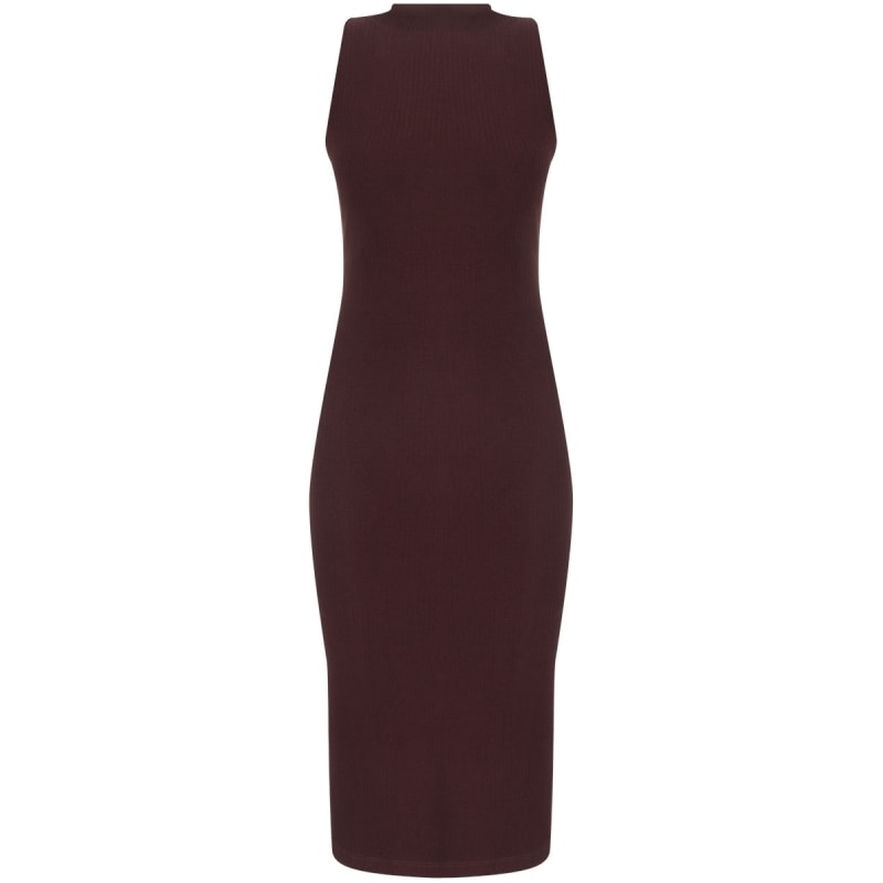 LAWRENCE - VESTIDO MALHA CANELADO GOLA ALTA - BERINJELA
