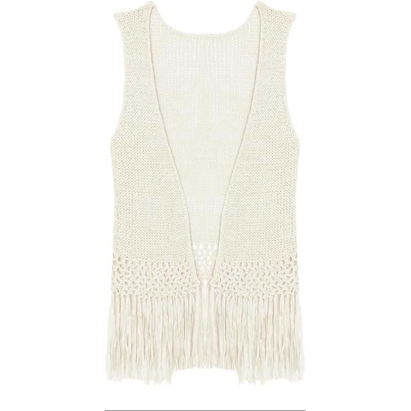 LE RICARD - COLETE TRICOT VAZADO C/ FRANJA - OFF WHITE