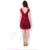 LEMON COLA - VESTIDO CURTO DECOTE V RENDA C/GUIPURE M/C - MARSALA