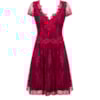 LEMON COLA - VESTIDO CURTO DECOTE V RENDA C/GUIPURE M/C - MARSALA
