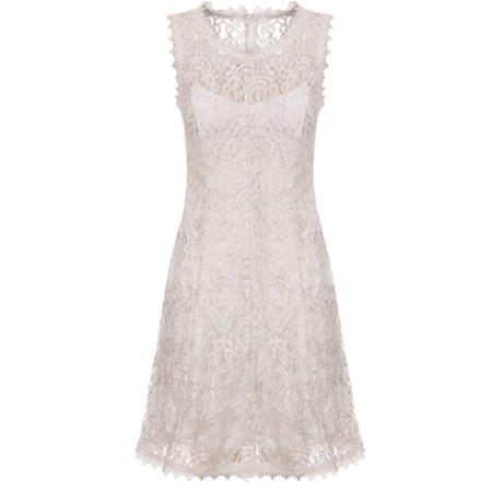 LEMON COLA - VESTIDO CURTO RENDA METALIZADO GUIPURE DECOTE - OFF WHITE LEMON COLA - VESTIDO CURTO RENDA METALIZADO GUIPURE DECOTE - OFF WHITE