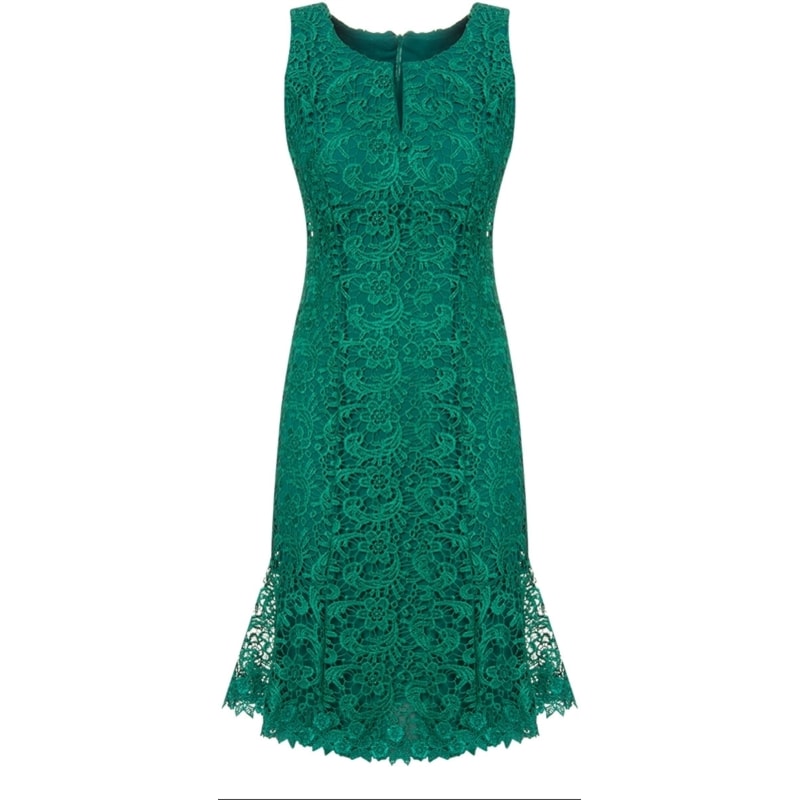 LEMON COLA - VESTIDO DE FESTA CURTO RENDA GUIPURE - VERDE