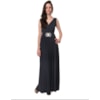 LEMON COLA - VESTIDO DE FESTA LONGO FLUITY FIVELA STRASS - CHUMBO