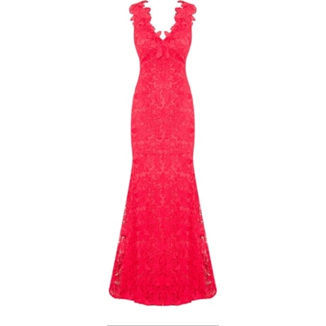 LEMON COLA - VESTIDO LG BORDADO DET FLORES DECOTE - PINK