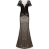 LEMON COLA - VESTIDO LONGO M/C CORPO GUIPURE SAIA PAETE - FENDI