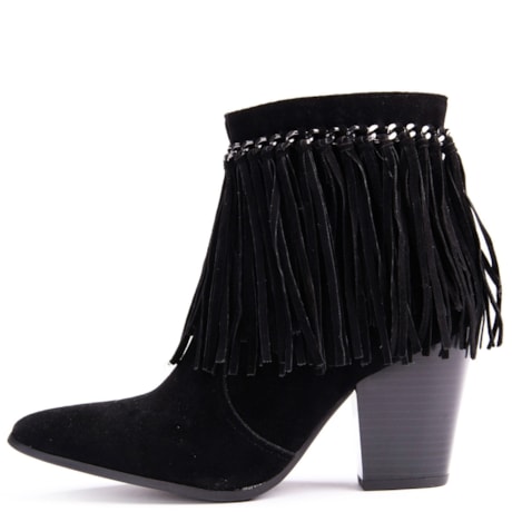 LIA LINE - BOTA CAMURÇA CORRENTE COM FRANJAS - PRETO