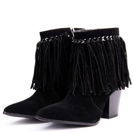 LIA LINE - BOTA CAMURÇA CORRENTE COM FRANJAS - PRETO