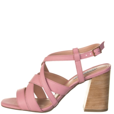 LIA LINE - SANDÁLIA COURO TIRAS FINAS SALTO BLOCO - ROSA