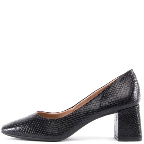 LIA LINE - SCARPIN CROCO SALTO GROSSO - PRETO