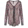 LILLA KA- BLUSA CHIFFON ESTAMPA GEOMÉTRICA MANGA LONGA - PRETO