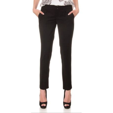 LILLA KA - CALÇA ALFAIATARIA CÓS DUPLO BOLSO DIAGONAL - PRETO