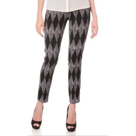 LILLA KA - CALÇA CIGARETE JACQUARD LOSANGOS - P&B