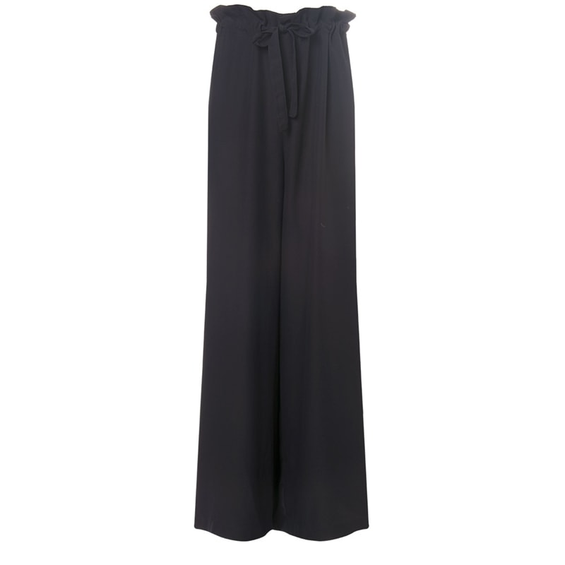 LILLA KA - CALÇA PANTALONA CREPE BOLSO E CINTO IRREGULAR - MARINHO
