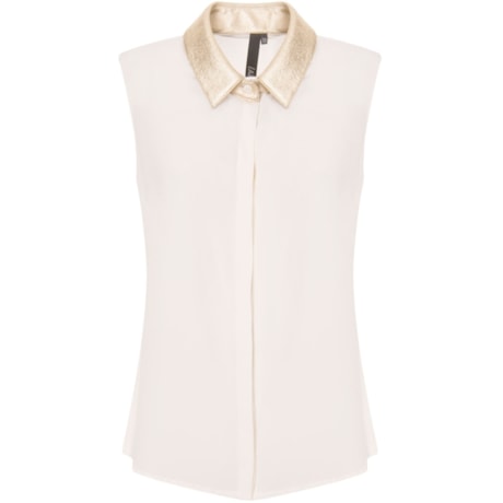 LILLA KA - CAMISA SEDA PURA GOLA METALIZADA - OFF WHITE