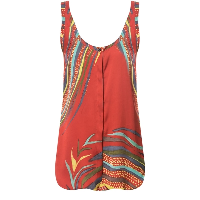 LILLA KA - REGATA ABERTA CETIM ESTAMPADA - LARANJA