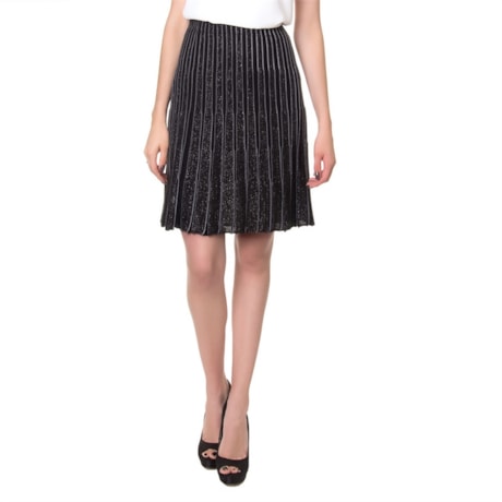 LILLA KA - SAIA MIDI SANFONADA FIO COM GLITTER - PRETO