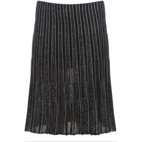 LILLA KA - SAIA MIDI SANFONADA FIO COM GLITTER - PRETO