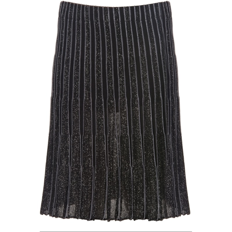 LILLA KA - SAIA MIDI SANFONADA FIO COM GLITTER - PRETO
