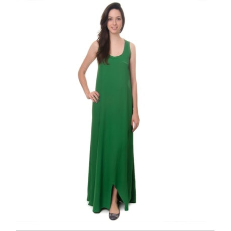 LILLA KA - VESTIDO LONGO CREPE COM RECORTES EVASÊ - VERDE