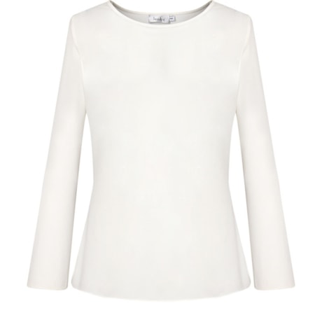 LUCIDEZ - BLUSA CREPE STRETCH C/ FRANJAS COSTAS M/L - OFF WHITE