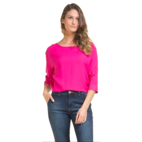 LUCIDEZ - BLUSA CREPE SUPER AMPLA RECORTES - FÚCSIA