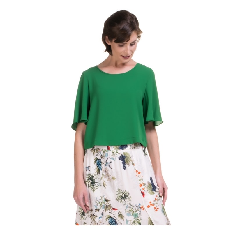 LUCIDEZ - BLUSA CROPPED CREPE BOTÕES COSTAS - MENTA