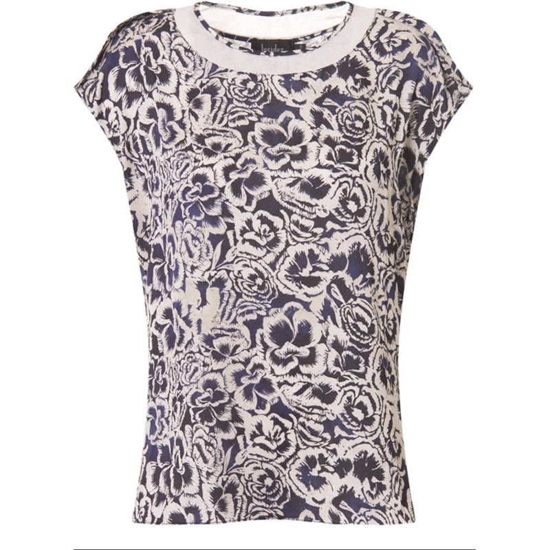 LUCIDEZ - BLUSA DALILA ESTAMPADA DECOTE TELA SEM MANGA - MARINHO
