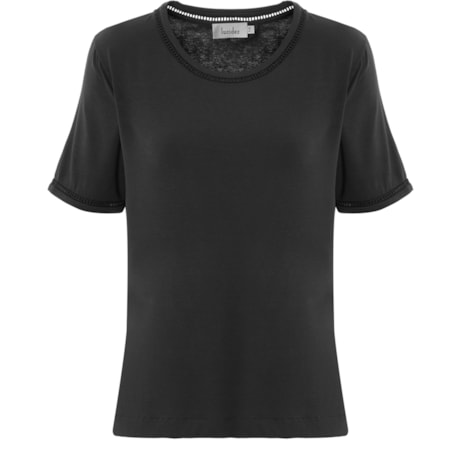 LUCIDEZ - BLUSA DETALHE PONTO AJOUR MANGA E DECOTE - PRETO