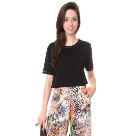 LUCIDEZ - BLUSA DETALHE PONTO AJOUR MANGA E DECOTE - ROYAL