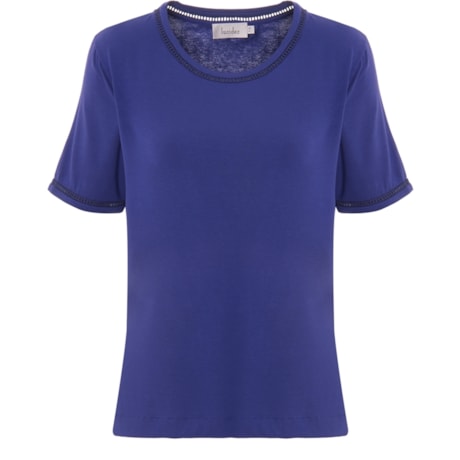 LUCIDEZ - BLUSA DETALHE PONTO AJOUR MANGA E DECOTE - ROYAL