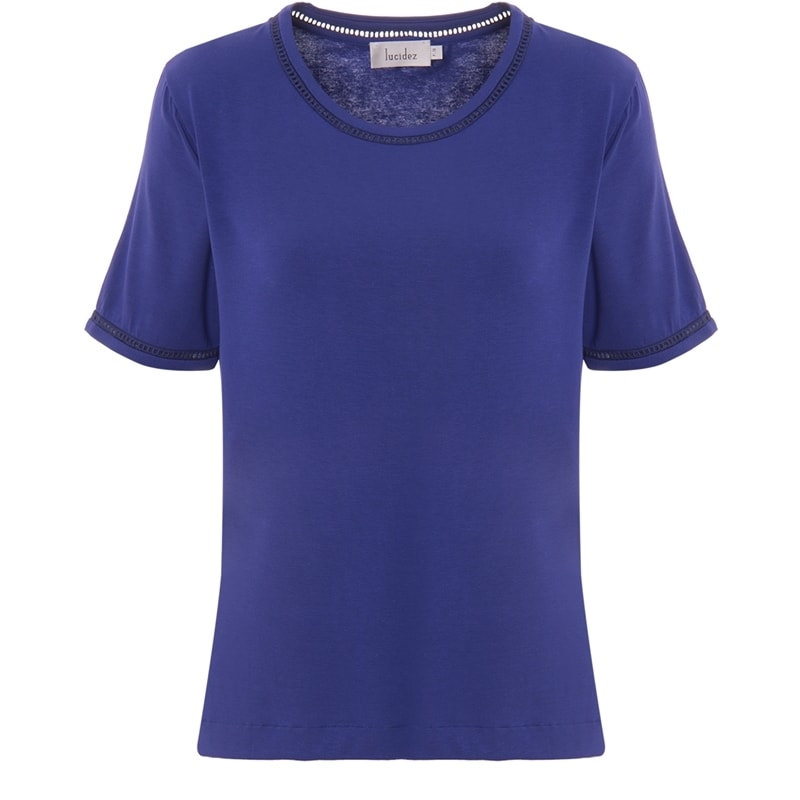 LUCIDEZ - BLUSA DETALHE PONTO AJOUR MANGA E DECOTE - ROYAL