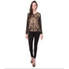 LUCIDEZ - BLUSA FIRMINA FRENTE TULE BORDADO ABERTA ATRAS - PRETO