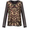 LUCIDEZ - BLUSA FIRMINA FRENTE TULE BORDADO ABERTA ATRAS - PRETO