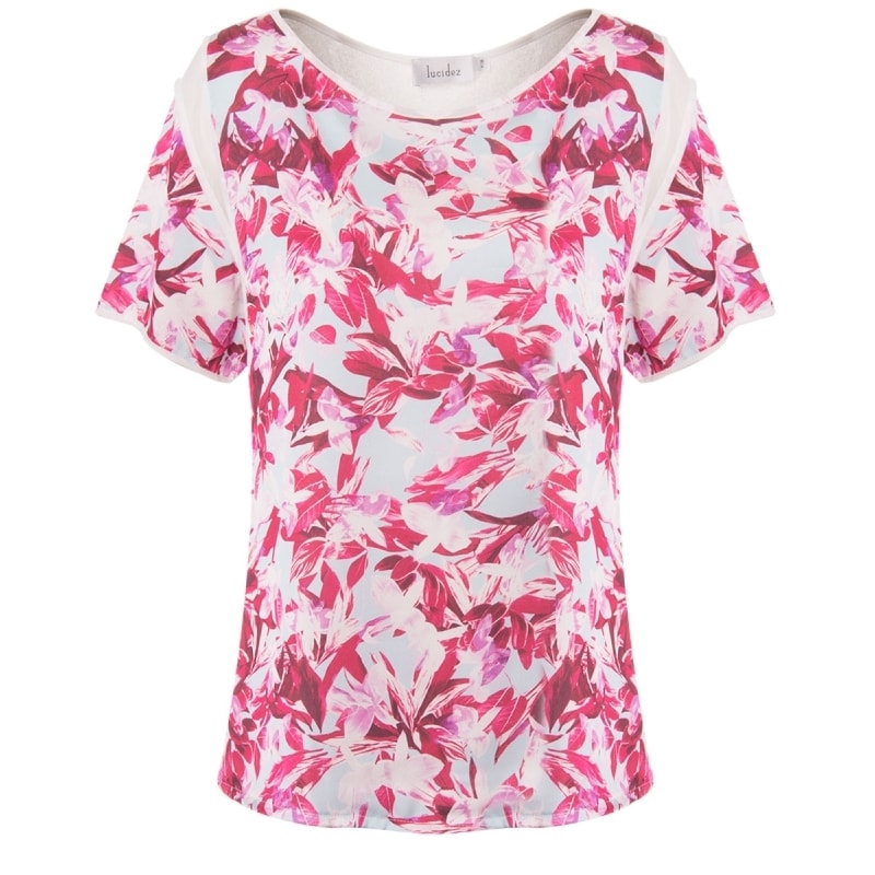 LUCIDEZ - BLUSA FRENTE ESTAMPADA RECORTE TRANSPARENTE - ROSA