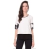 LUCIDEZ - BLUSA GEORGIA RECORTES DECOTE VELUDO MANGA ESTAMPADA - PRETO
