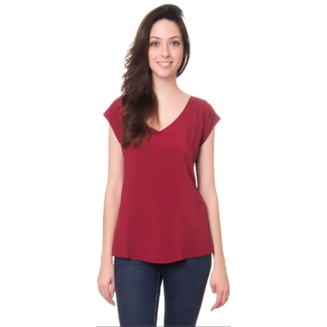 LUCIDEZ - BLUSA ITAPEMA NERVURAS MANGAS DECOTE V VISCOSE - UVA