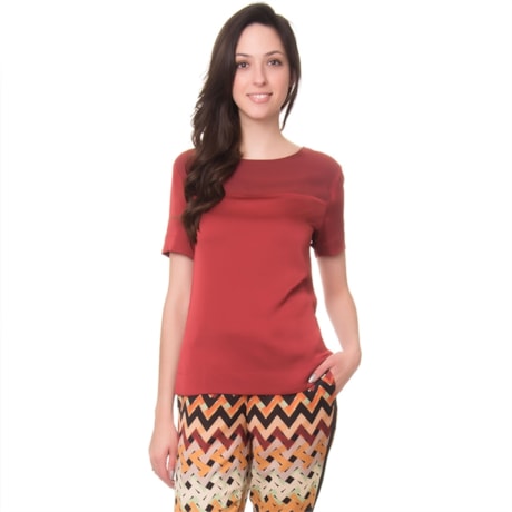 LUCIDEZ - BLUSA IVANA CREPE COM RECORTES - BORDÔ