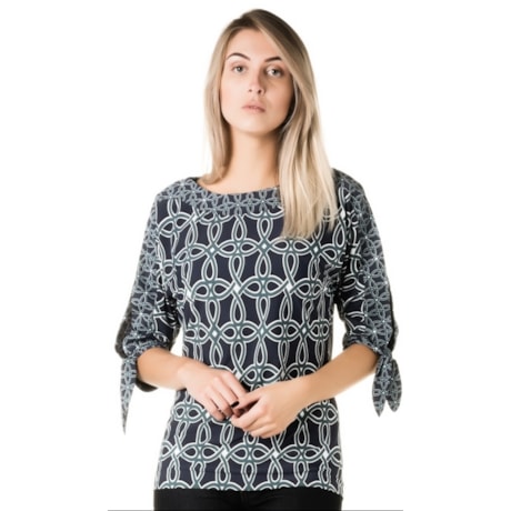 LUCIDEZ - BLUSA JERSEY ARABESCOS MAISA - MARINHO