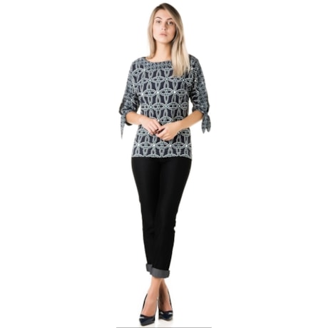 LUCIDEZ - BLUSA JERSEY ARABESCOS MAISA - MARINHO
