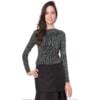 LUCIDEZ - BLUSA LETICIA ESTAMPADA RECORTES E PREGAS OMBRO - VERDE