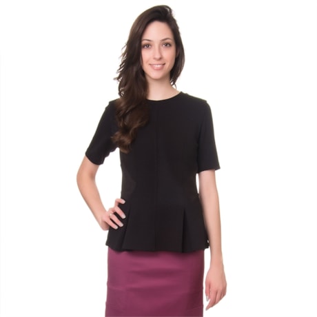 LUCIDEZ -  BLUSA LILIAN ELASTANO RECORTE CHAMOIS ZÍPER COSTAS - PRETO
