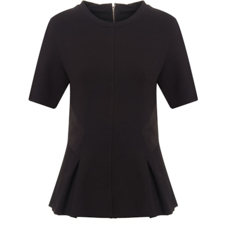 LUCIDEZ -  BLUSA LILIAN ELASTANO RECORTE CHAMOIS ZÍPER COSTAS - PRETO