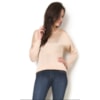 LUCIDEZ - BLUSA MALHA C/ CETIM BORD. OMBRO M3/4 - AREIA