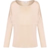 LUCIDEZ - BLUSA MALHA C/ CETIM BORD. OMBRO M3/4 - AREIA