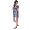 LUCIDEZ - BLUSA MALHA FLORAL RISCOS CAMERON - PRETO