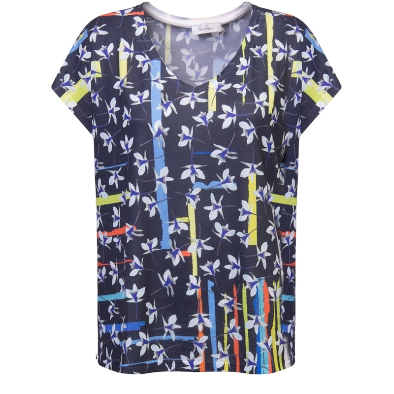 LUCIDEZ - BLUSA MALHA FLORAL RISCOS CAMERON - PRETO