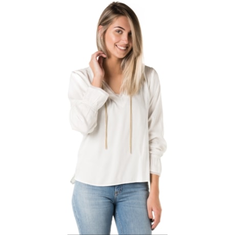 LUCIDEZ - BLUSA VISCOSE DECOTE CORRENTE - OFF WHITE